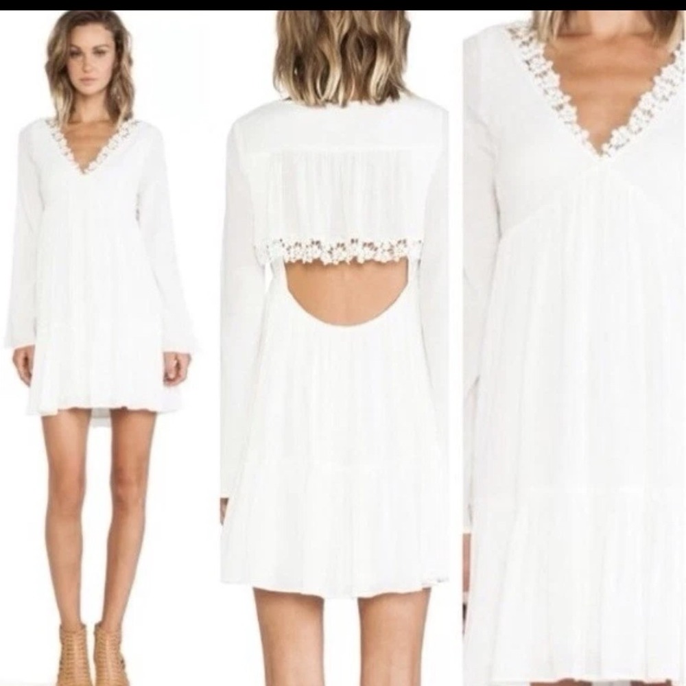 Free People Gental Dreamer Tunic Dress Women's Sm Lace Open Back Gauzy Boho - Picture 2 of 11